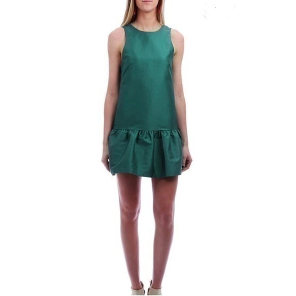 Blaque Label green mini ruffle hem open back dress M